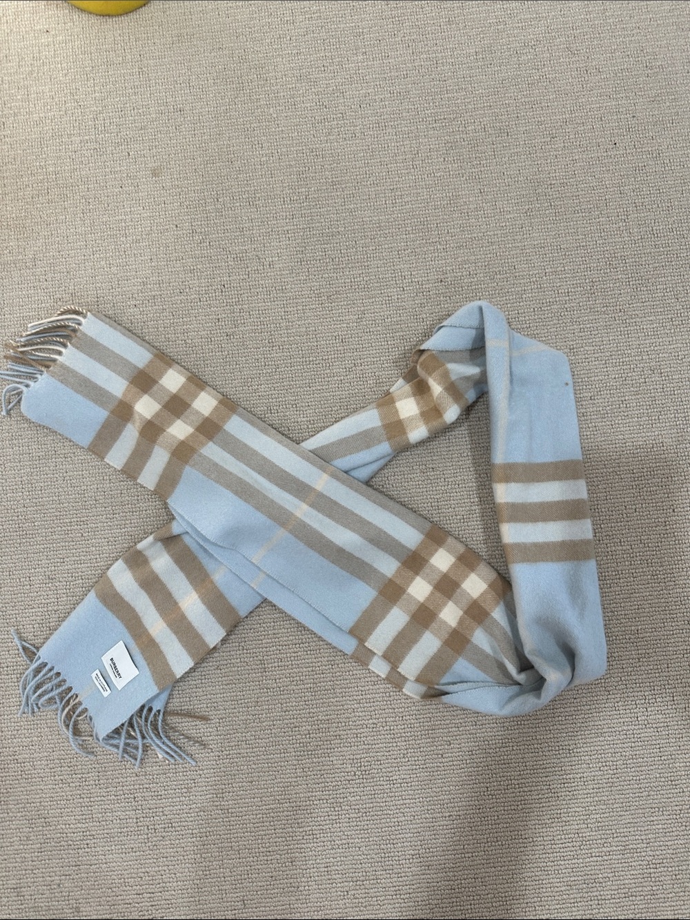 Burberry cashmere Blue & Beige Plaid Scarf